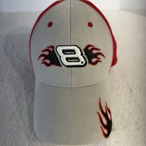 Vintage Dale Jr #8 NASCAR Hat Chase Authentics Youth Red Gray Flames Strapback